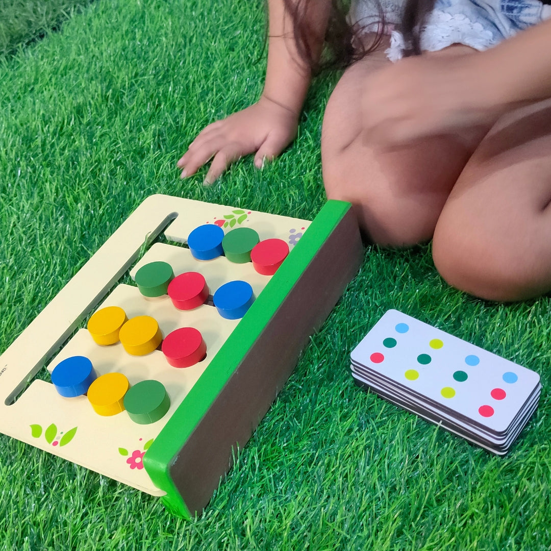 Colour and Pattern Matching Montessori Wooden Slide Puzzle - Image 2