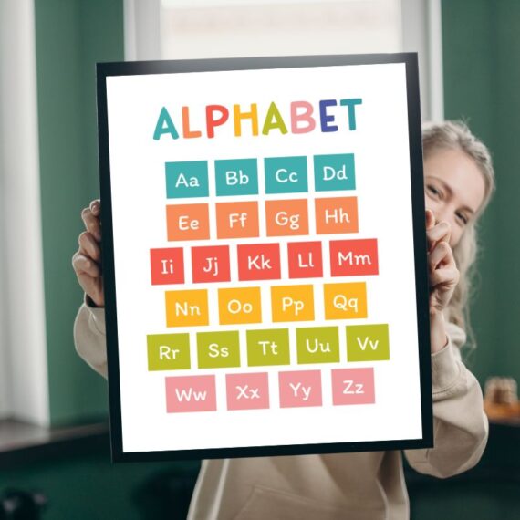 Alphabet Colorful Wood Print Nursery Wall Art