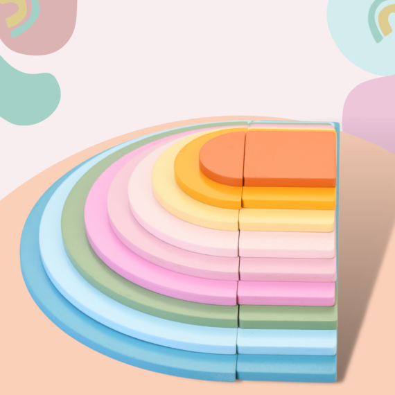 Set of 18 Rectangular & Halfmoon Rainbow Stacker - Image 2