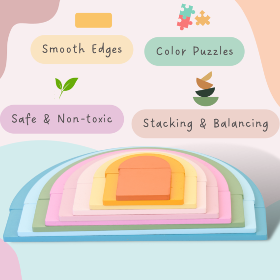 Set of 18 Rectangular & Halfmoon Rainbow Stacker - Image 3
