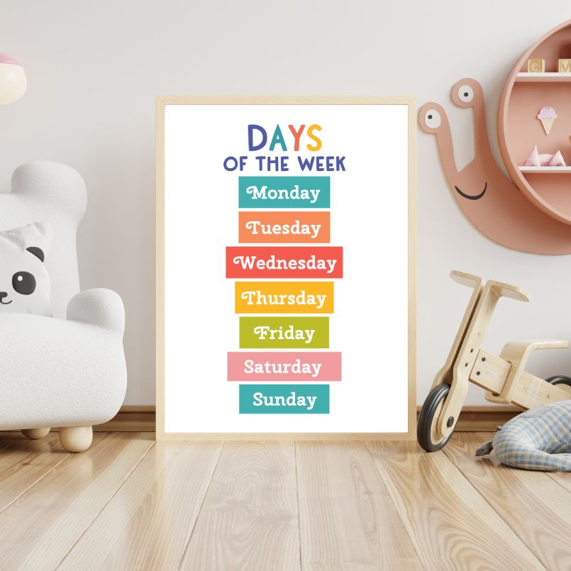 Days Of The Week Colorful Wood Print Nursery Wall Art - Image 2
