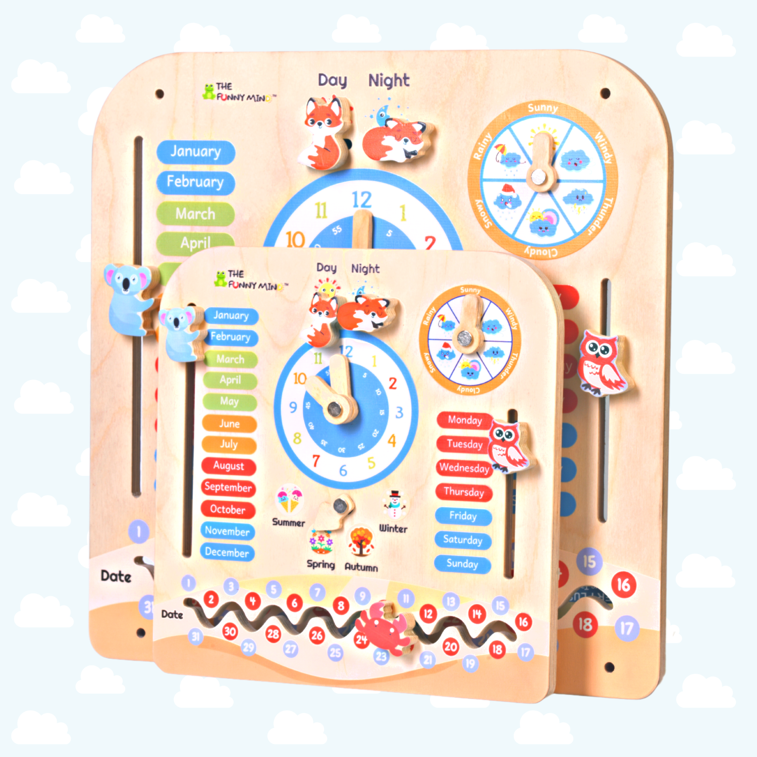 Teaching Clock and Calendar in Natural Birchwood - Image 5