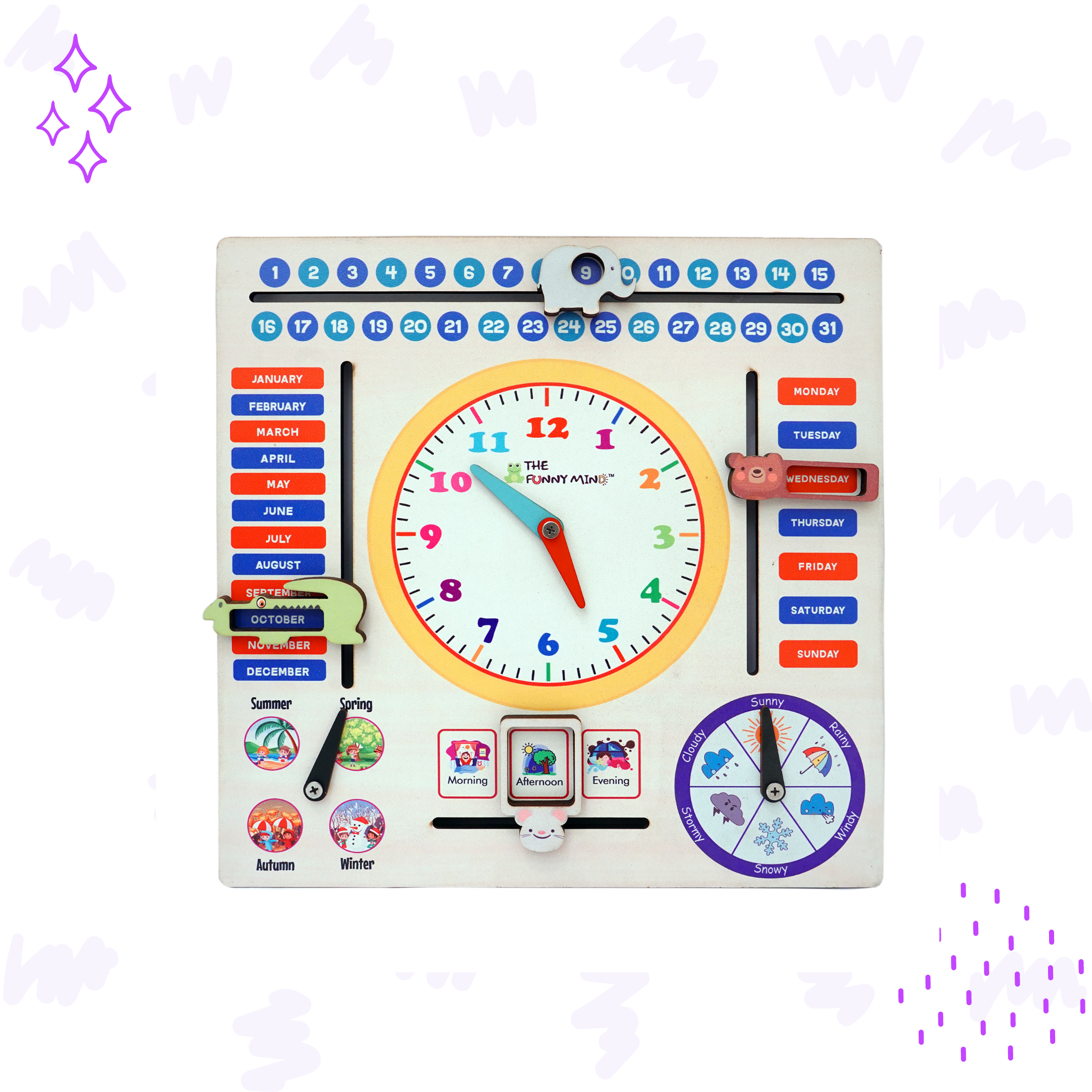Jumbo Teaching Clock and Calendar - Image 3