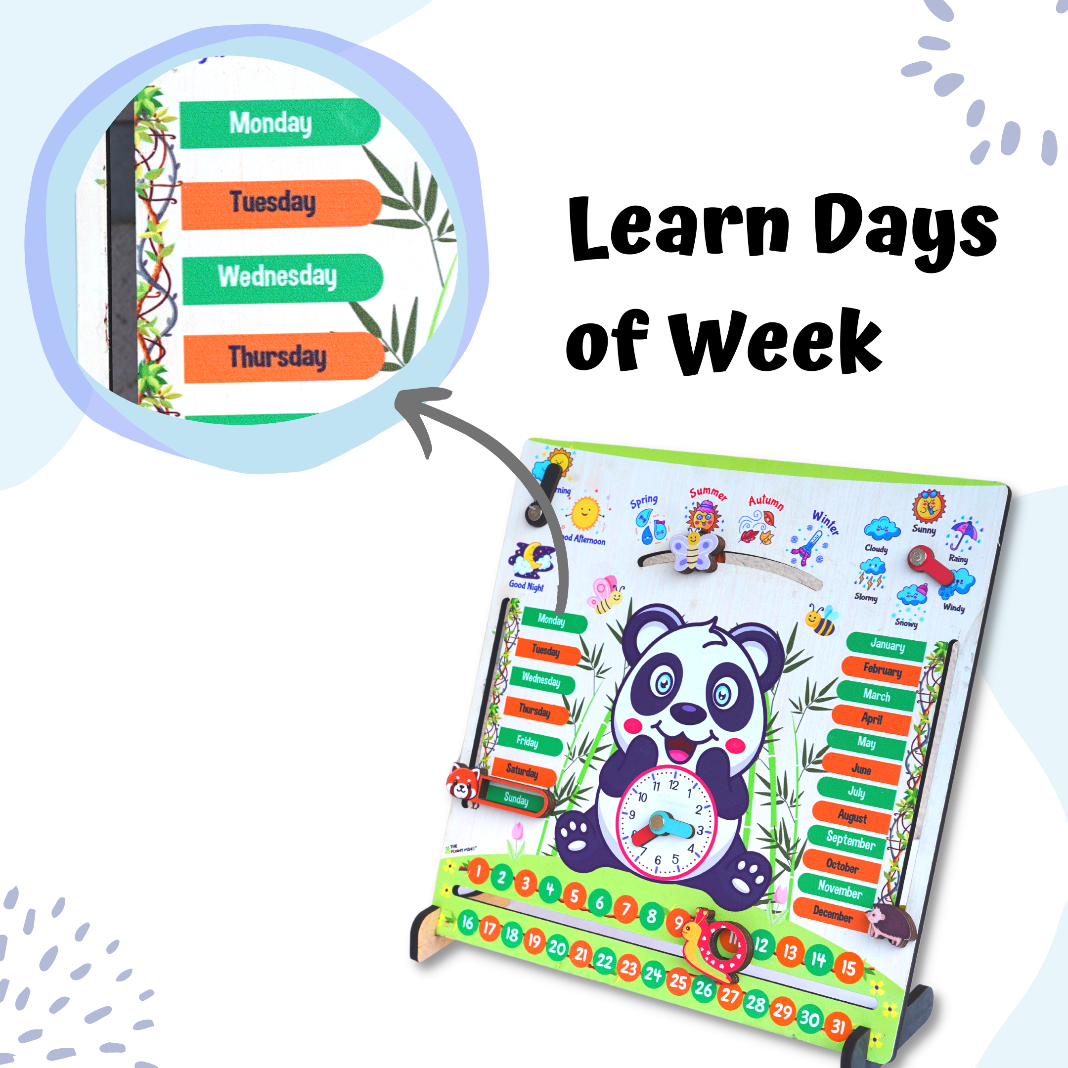 Panda Teaching Clock and Calendar - Image 5