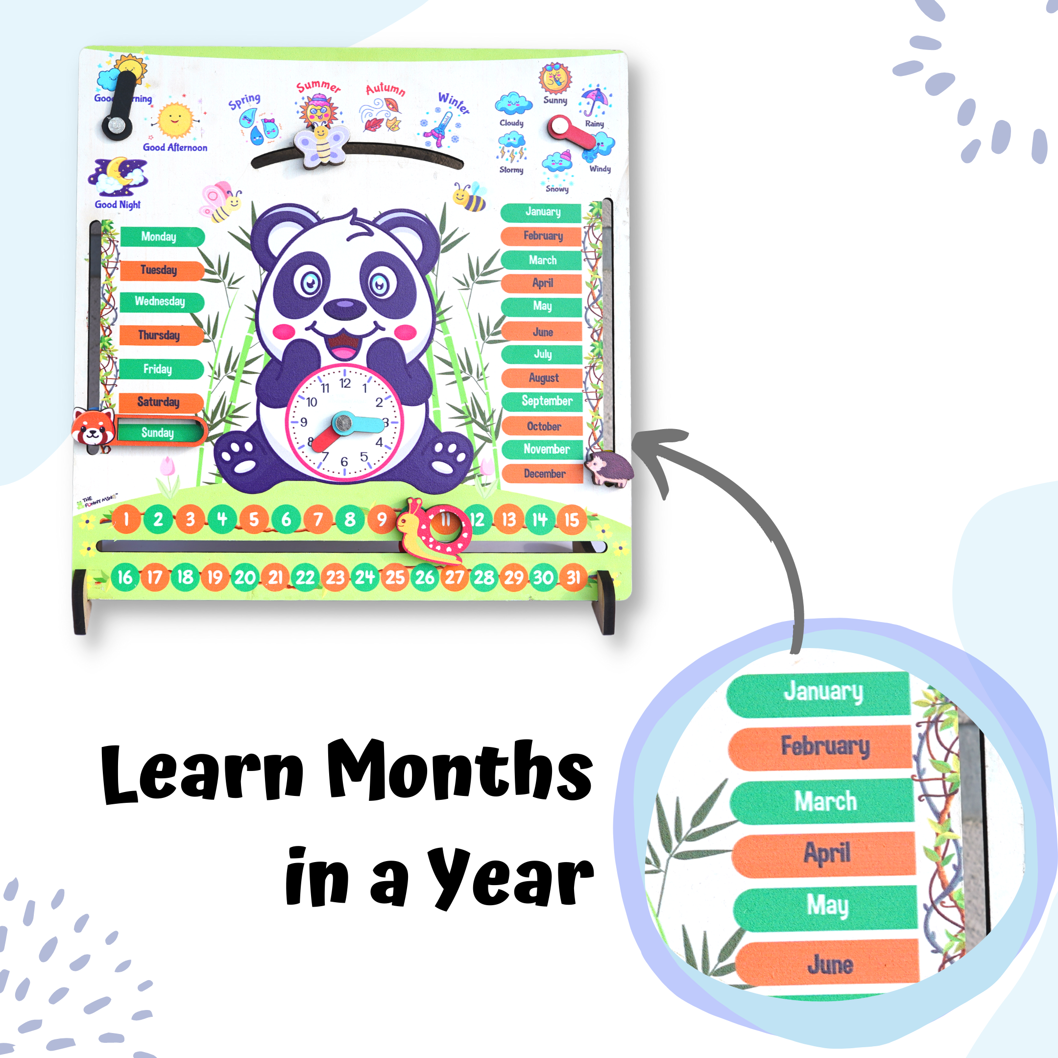 Panda Teaching Clock and Calendar - Image 7