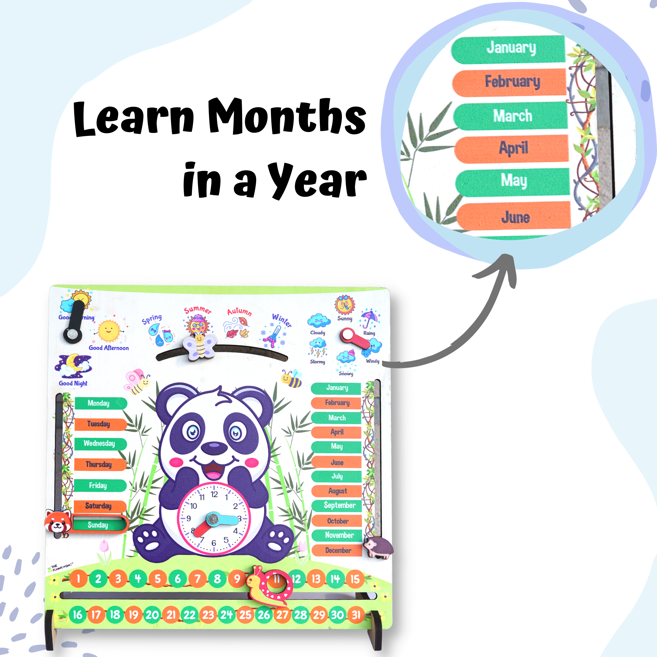 Panda Teaching Clock and Calendar - Image 8