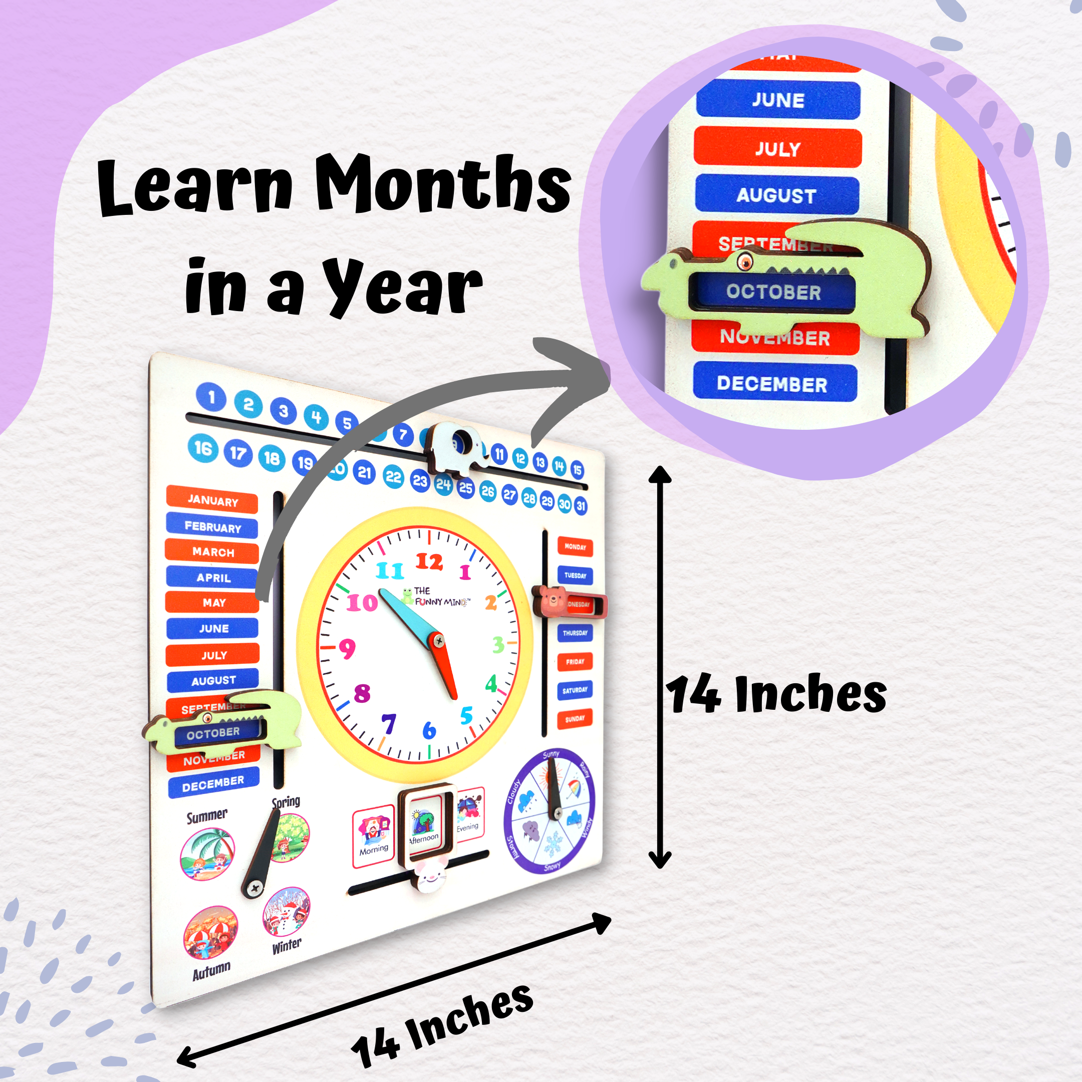 Jumbo Teaching Clock and Calendar - Image 2