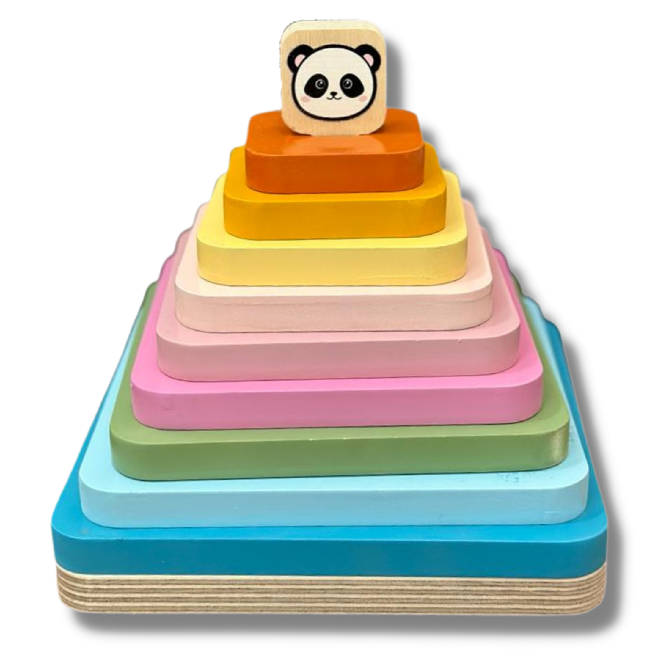 Rainbow Stacking Square Panda Wooden Stacker - Image 3