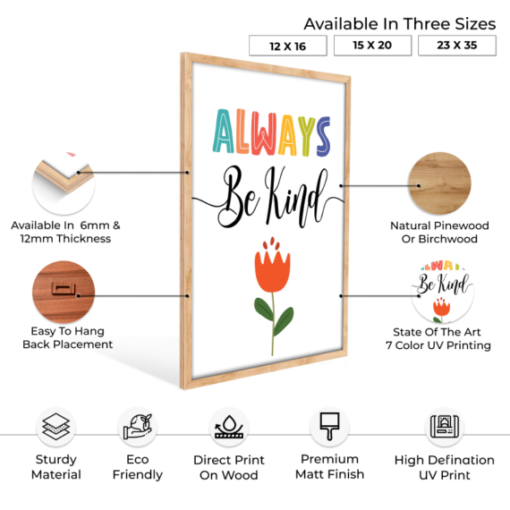 Always Be Kind Wood Print Nursery Wall Art - Image 5
