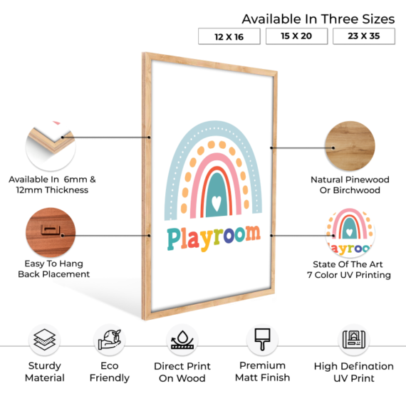 Playroom Colorful Wood Print Nursery Wall Art - Image 5