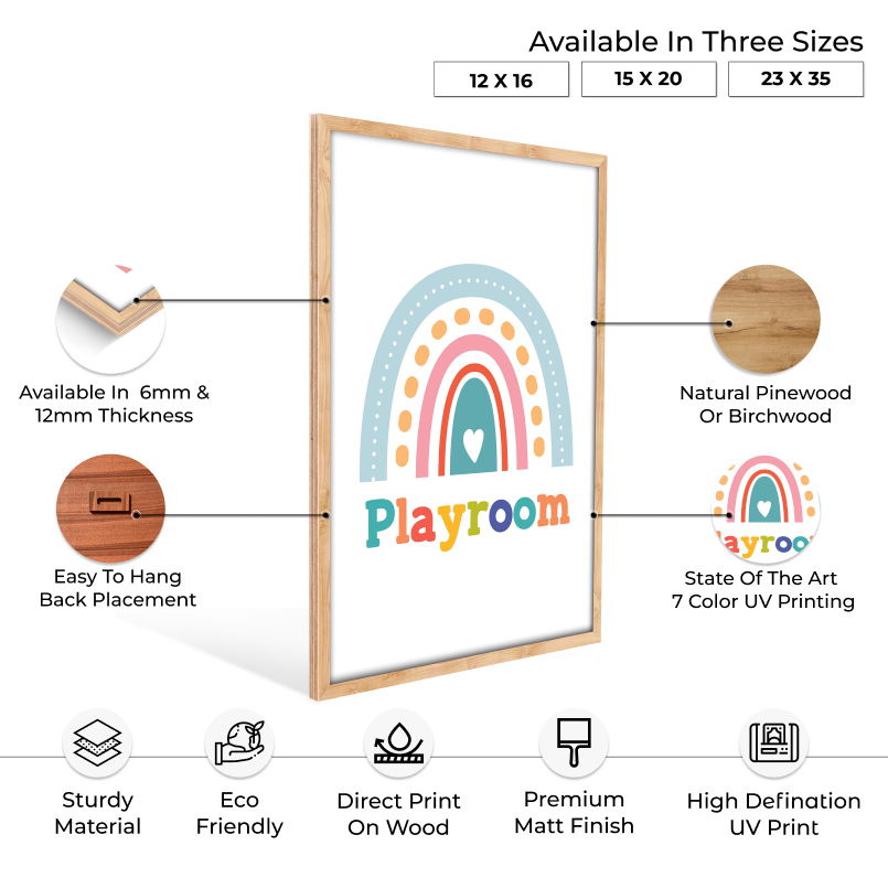 Playroom Colorful Wood Print Nursery Wall Art - Image 5