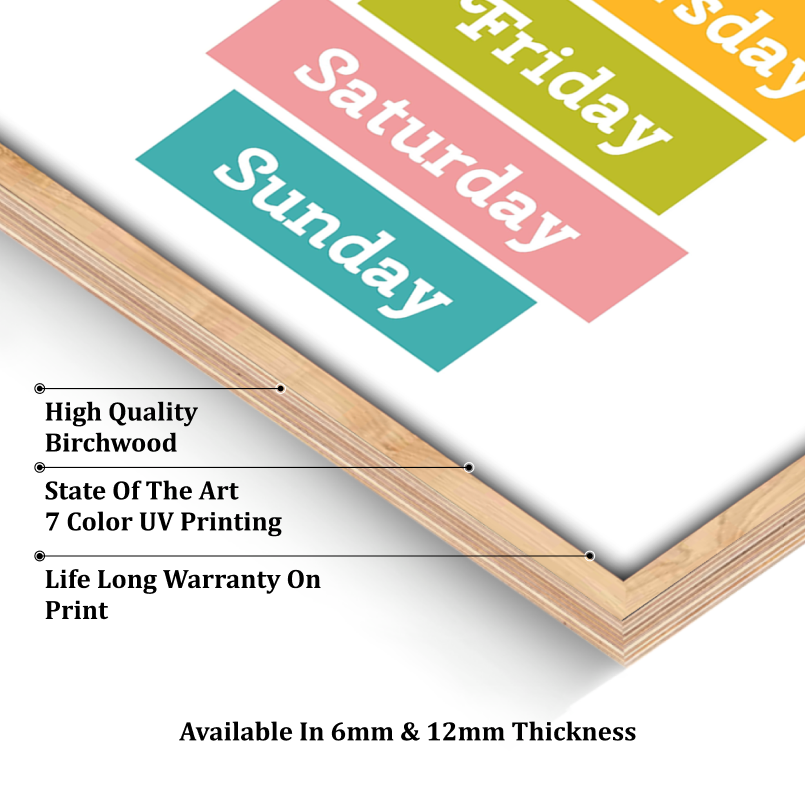 Days Of The Week Colorful Wood Print Nursery Wall Art - Image 4