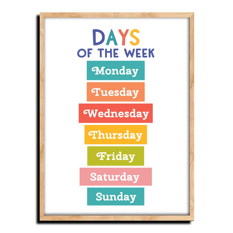 Days Of The Week Colorful Wood Print Nursery Wall Art - Image 6