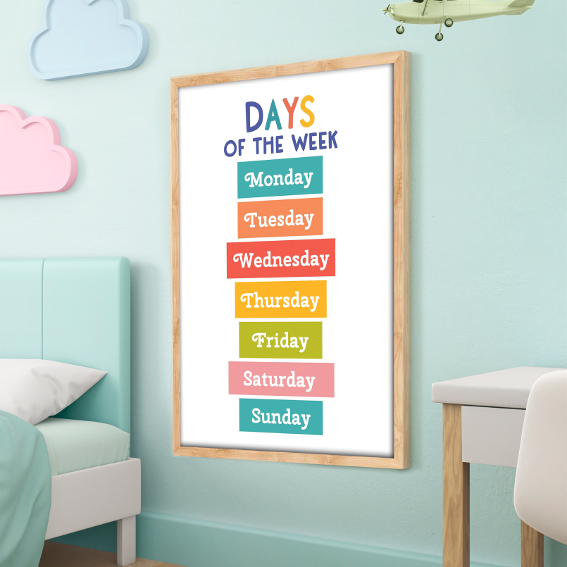 Days Of The Week Colorful Wood Print Nursery Wall Art - Image 7