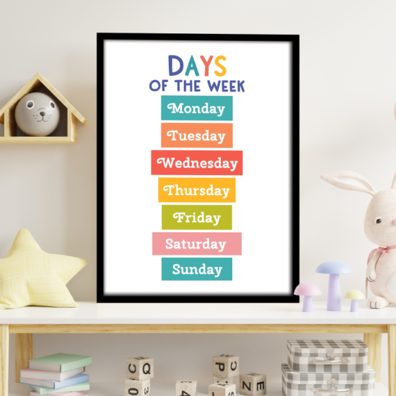 Days Of The Week Colorful Wood Print Nursery Wall Art - Image 8