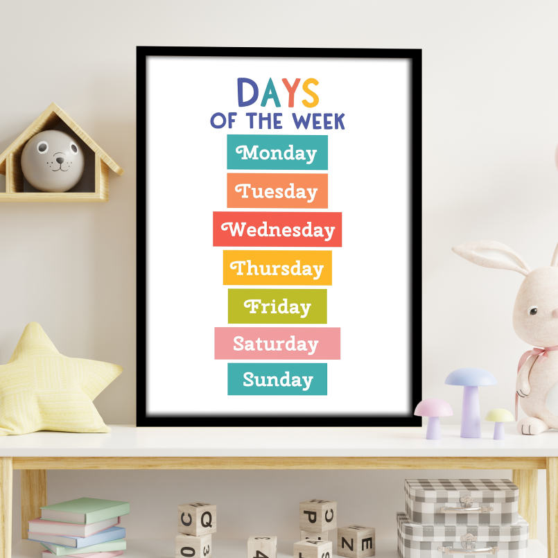 Days Of The Week Colorful Wood Print Nursery Wall Art - Image 8