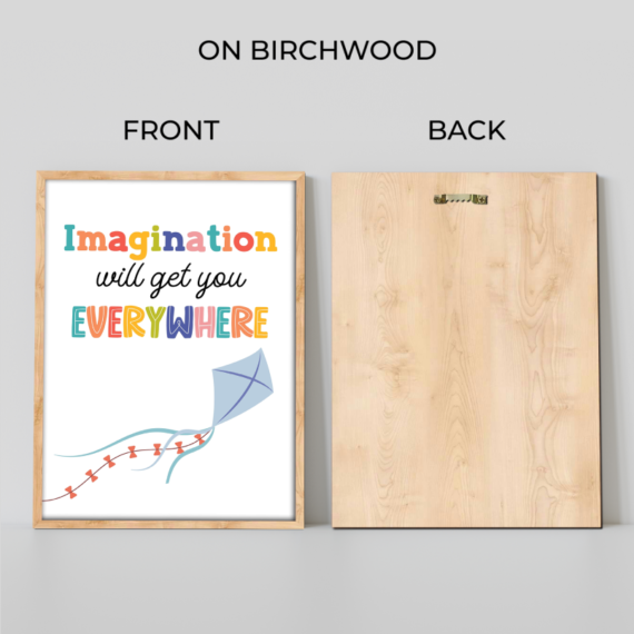 Imagination Positive Quote Colorful Wood Print Nursery Wall Art - Image 2