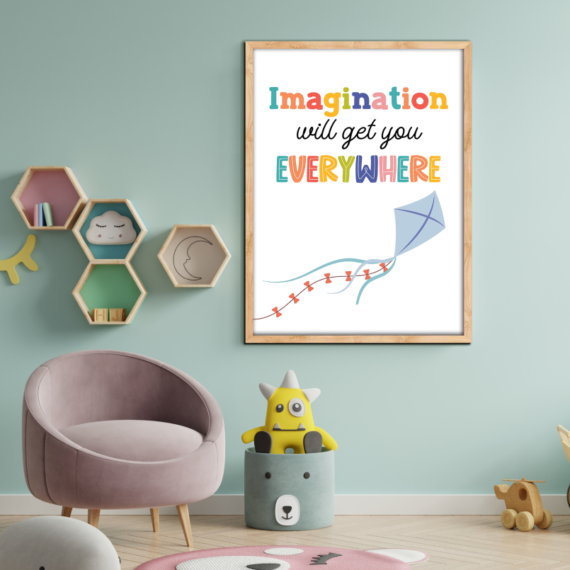 Imagination Positive Quote Colorful Wood Print Nursery Wall Art - Image 6