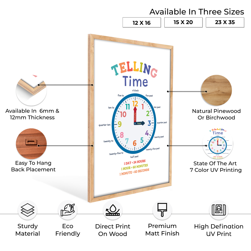 Telling Time Wood Print Nursery Wall Art - Image 6