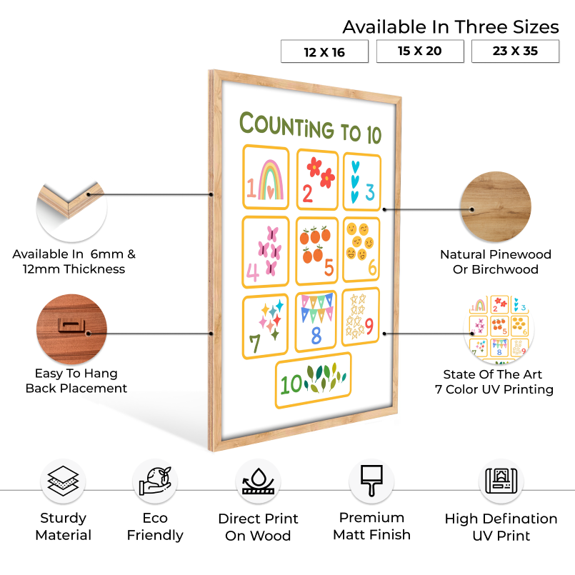 Counting To 10 Wood Print Nursery Wall Art - Image 6