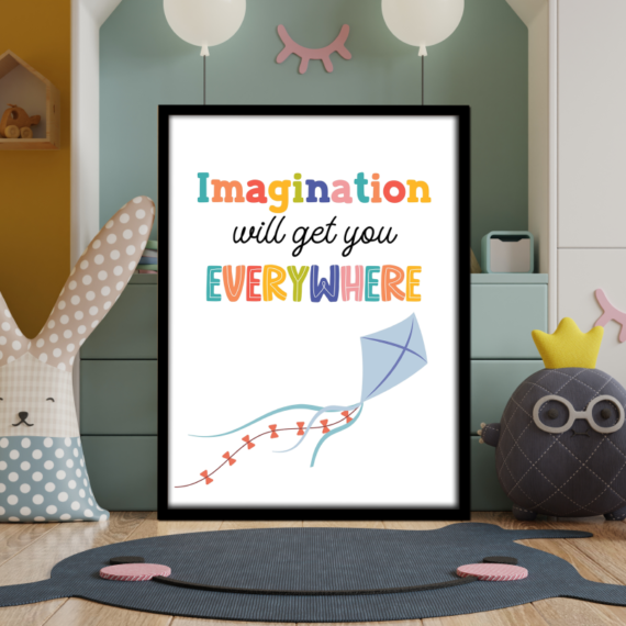 Imagination Positive Quote Colorful Wood Print Nursery Wall Art - Image 8