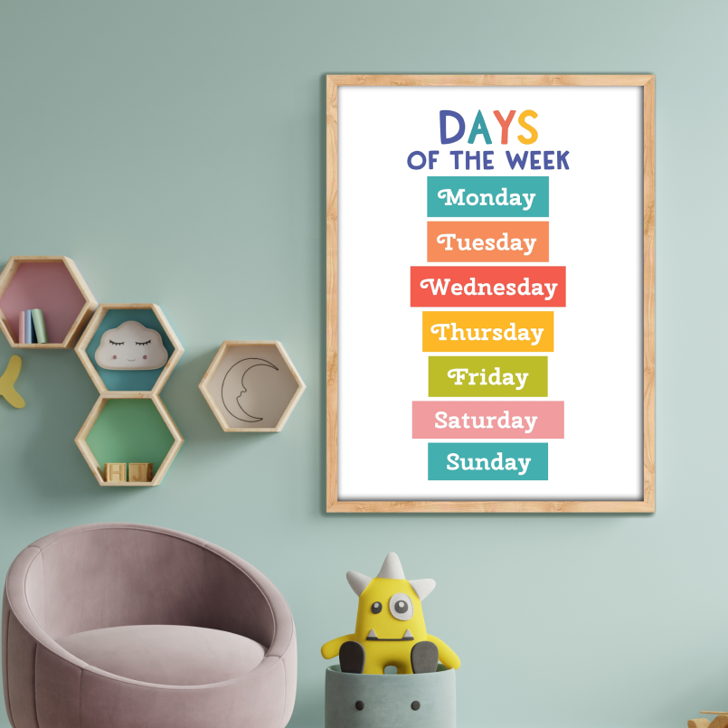 Days Of The Week Colorful Wood Print Nursery Wall Art - Image 10