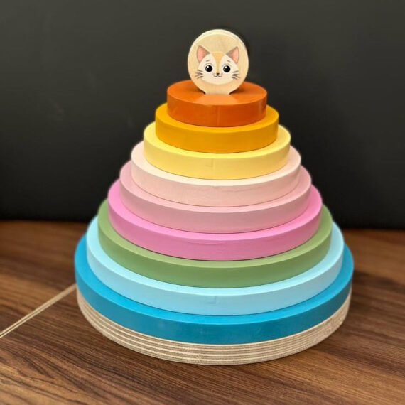 Rainbow Stacking Rings with Stacker - Image 3