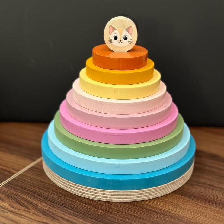 Rainbow Stacking Rings with Stacker - Image 3
