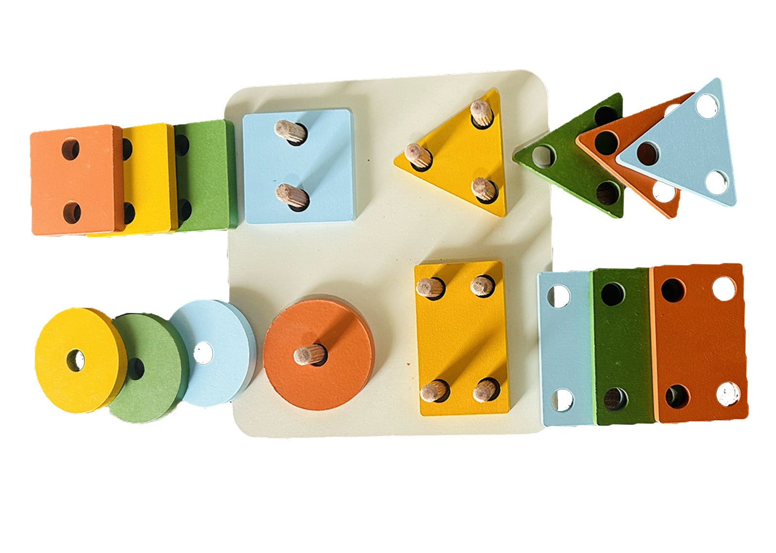 Geometric Sorting & Stacking Wooden Puzzle - Image 2