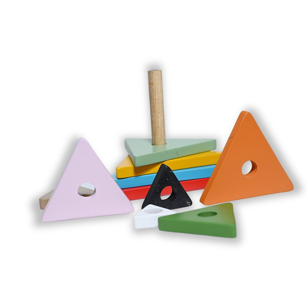 Triangle Colorful Wooden Stacking Tower - Image 2